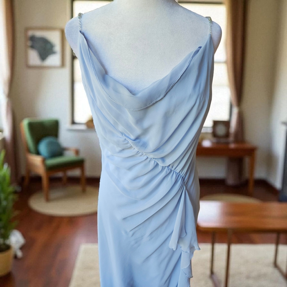 Allen B. By Allen Schwartz Light Blue Formal Maxi Dress Size 10 Petite - Picture 3 of 8
